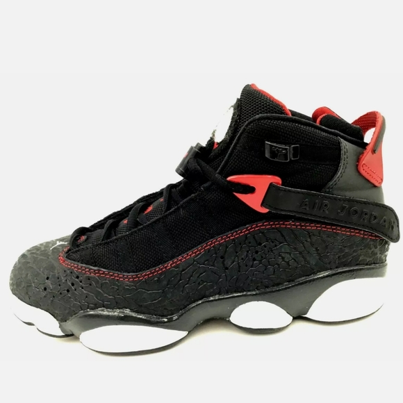 Nike Air Jordan 6 Rings GS Elephant Print Black Red Gray White Youth Sneakers - Picture 7 of 11